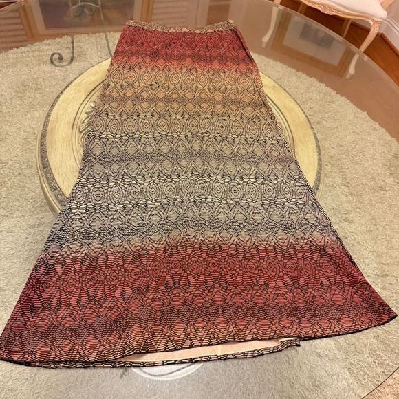 Diane von Furstenberg Cody Crinkle Cotton/Silk Maxi Skirt Ombre Geo Print 8 - Picture 8 of 11